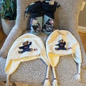 Ralph Lauren HAT ( 2) and North Face MITTENS